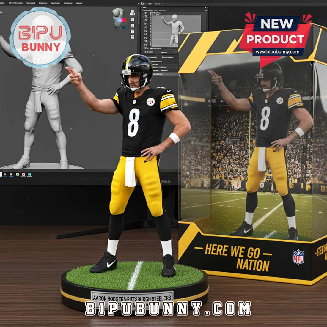 Pittsburgh Steelers Aaron Rodgers Sculpted Acrylic Figurine Pittsburgh Steelers Aaron Rodgers Sculpted Acrylic Figurine