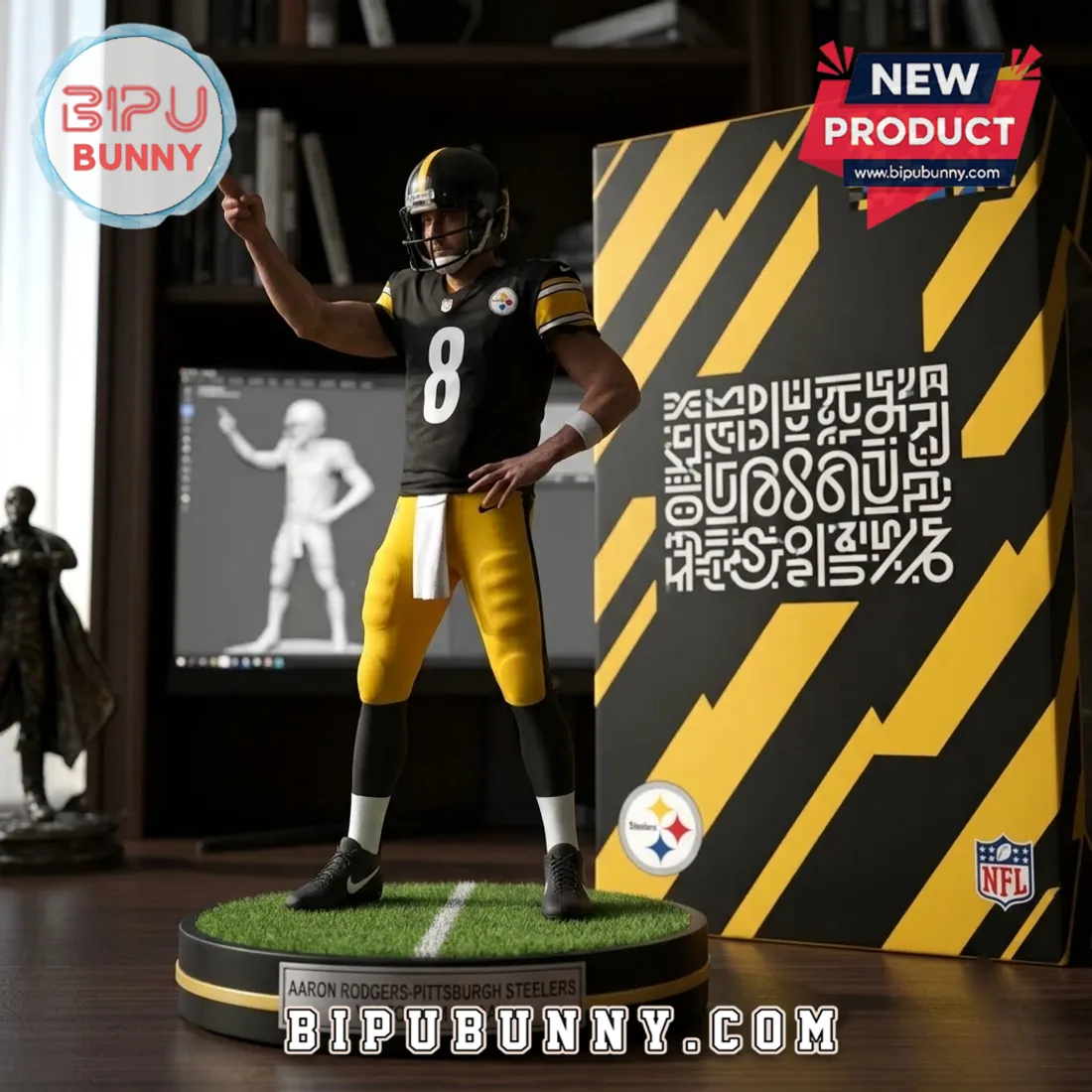 Pittsburgh Steelers Aaron Rodgers Sculpted Acrylic Figurine Pittsburgh Steelers Aaron Rodgers Sculpted Acrylic Figurine