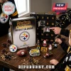 Pittsburgh Steelers Christmas Advent Calendar with 24 Ornaments featuring team logos, mini footballs, and stadium replicas.