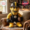 Pittsburgh Steelers NFL Mascot Plush Doll featuring a yellow flannel shirt, black overalls, construction hat, and football.