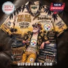 Pittsburgh Steelers NFL Too Old Too Care Hawaiian shirt featuring an elderly man, beer, classic truck, and palm trees.