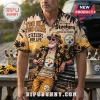 Pittsburgh Steelers NFL Too Old Too Care Hawaiian shirt with sunset, palm trees, and vintage fan illustration.