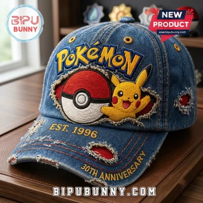 Pokemon 30th Anniversary Pikachu Distressed Baseball Cap