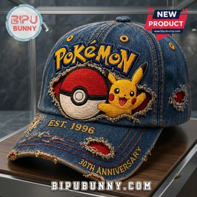 Pokemon 30th Anniversary Pikachu Distressed Baseball Cap