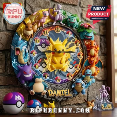Pokemon Character Custom Name Wall Clock