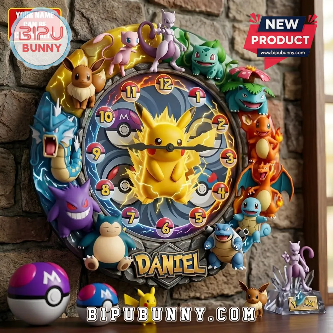 Pokemon Character Custom Name Wall Clock Pokemon Character Custom Name Wall Clock