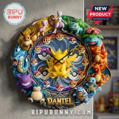 Pokemon Character Custom Name Wall Clock