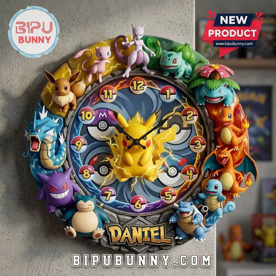 Pokemon Character Custom Name Wall Clock Pokemon Character Custom Name Wall Clock