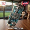 Port Adelaide Power 156th Anniversary Tie-Dye Stanley Tumbler featuring team logos, blue tie-dye pattern, and stadium graphics.
