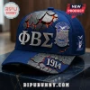 Premium Phi Beta Sigma Fraternity Cap featuring blue fabric, silver Greek letters, 1914 embroidery, and lava crack texture.