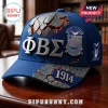 Premium Phi Beta Sigma Fraternity Cap in blue featuring Greek letters, the organization crest, and lava-cracked detailing.