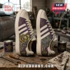 Rat Fink x Adidas Purple Casual Shoes featuring Ed Roth artwork on purple canvas panels with white leather accents.
