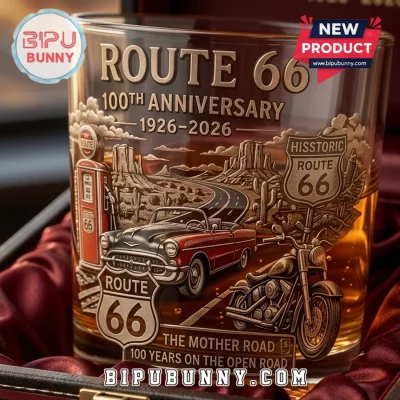 Route 66 100th Anniversary Engraved Whiskey Glass