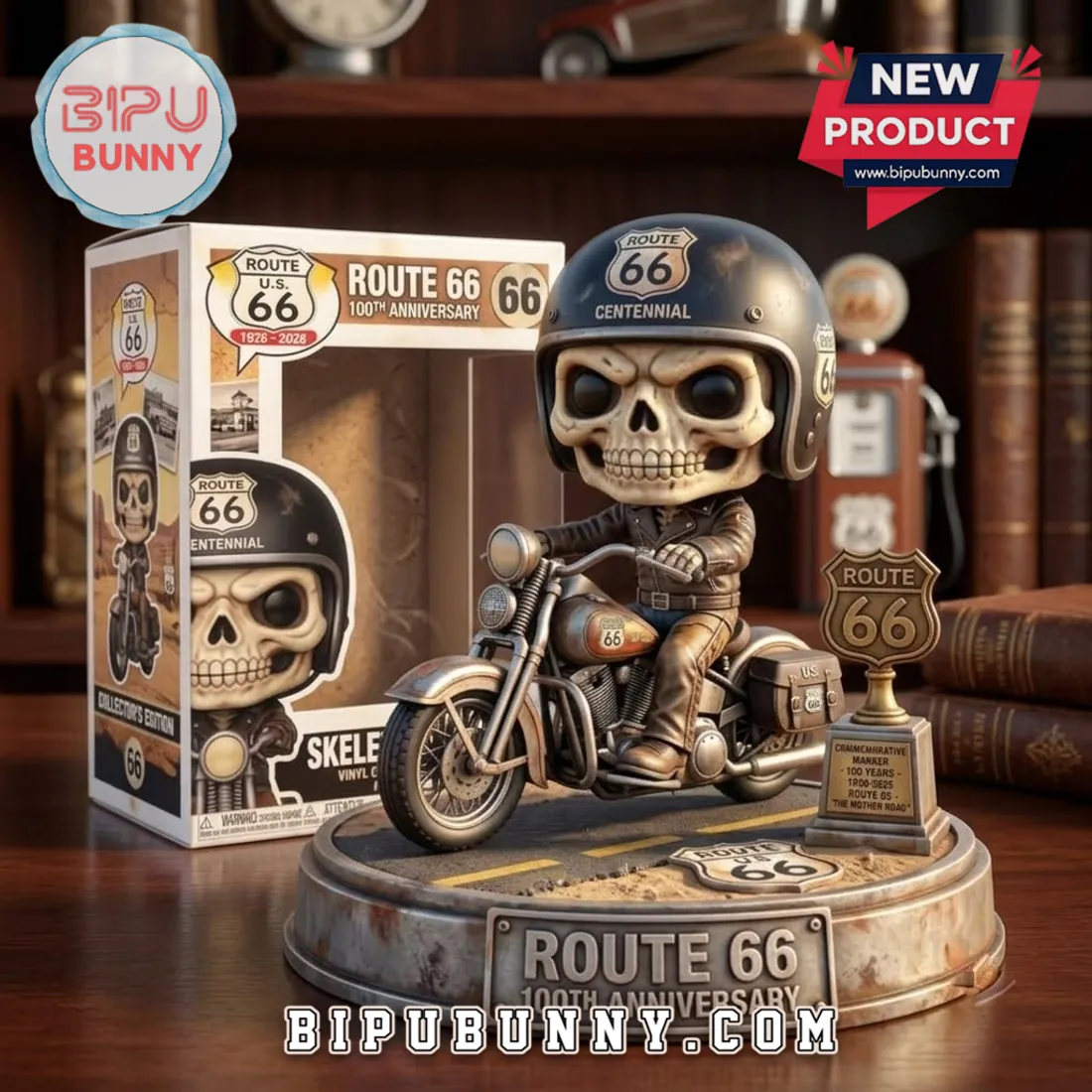 Route 66 100th Anniversary Skeleton Motorcyclist Vinyl Figure Route 66 100th Anniversary Skeleton Motorcyclist Vinyl Figure
