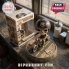 Route 66 100th Anniversary Skeleton Motorcyclist Vinyl Figure featuring a skull rider on a motorcycle with road base display.
