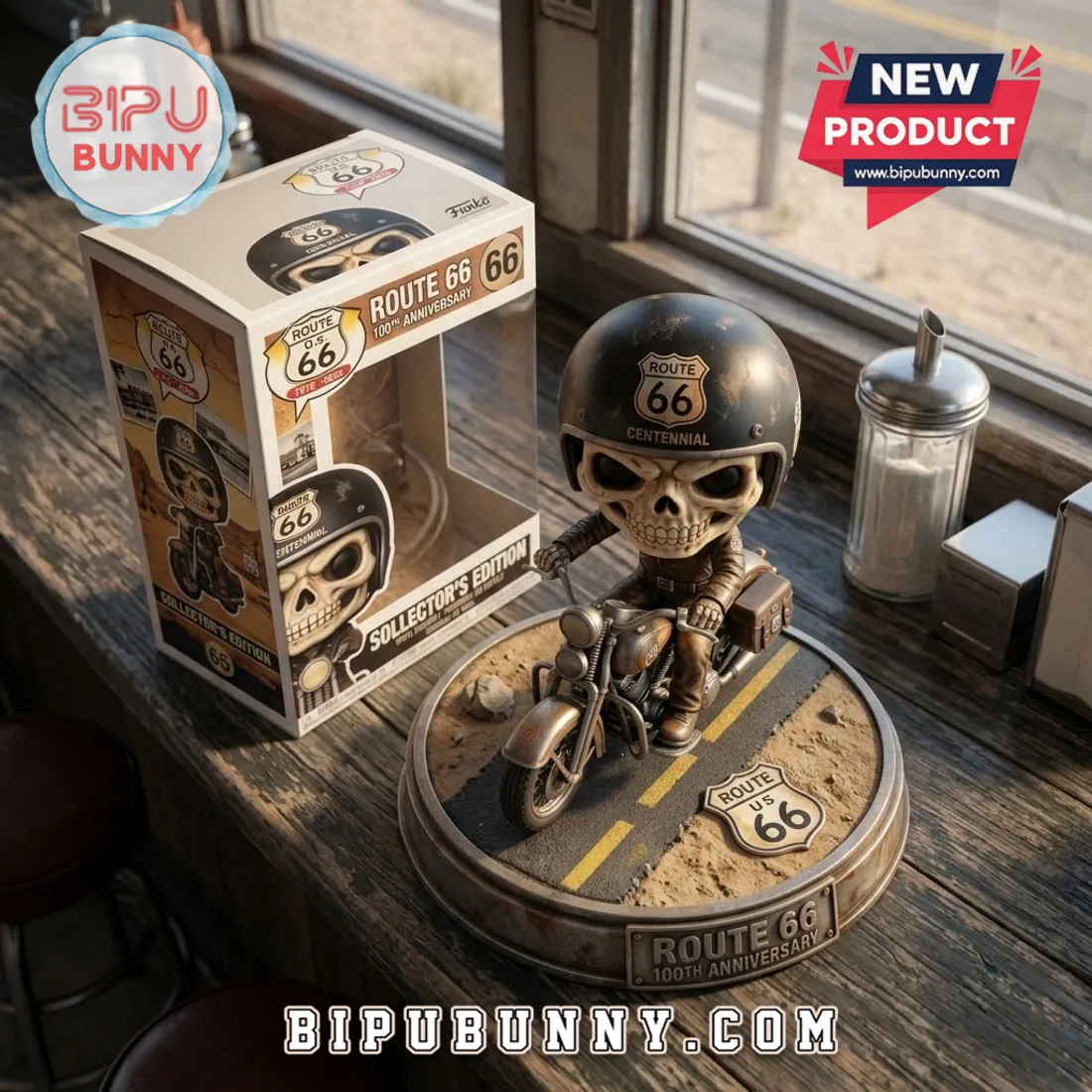 Route 66 100th Anniversary Skeleton Motorcyclist Vinyl Figure Route 66 100th Anniversary Skeleton Motorcyclist Vinyl Figure