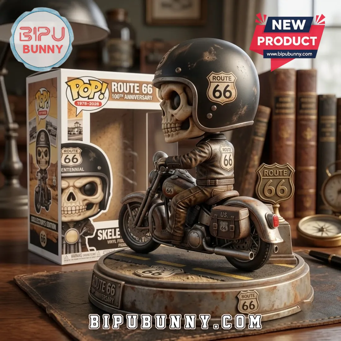 Route 66 100th Anniversary Skeleton Motorcyclist Vinyl Figure Route 66 100th Anniversary Skeleton Motorcyclist Vinyl Figure