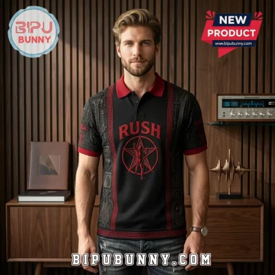 Rush 2112 Starman Black Red Polo Shirt
