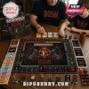 Rush Band Monopoly Collector Edition Game Set featuring a black game board with custom tokens, money, and music icons.