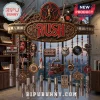 Rush Band Outdoor Wind Chime featuring hanging charms of cassette tapes, Geddy Lee figurine, steam train, and metallic tubes.