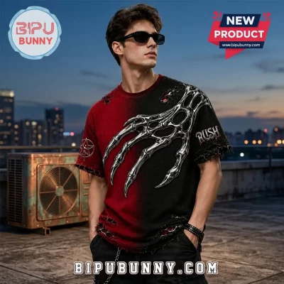 Rush Band Silver Claw Red and Black Shirt
