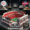 San Francisco 49ers 80th Anniversary Stadium Building Block Set with red and white bricks on a display base.