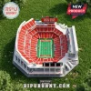 San Francisco 49ers 80th Anniversary Stadium Building Block Set with red seating, green field, and Levi's Stadium signage.