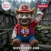 San Francisco 49ers NFL Cowboy Mascot Plush Doll wearing a team-logo hat, red shirt with number 49, and blue overalls.