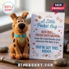 Scooby-Doo Handmade Felt Pocket Hug miniature figure with a teal collar next to a card featuring encouraging text.