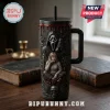 Scream Horror Movie Halloween Stanley Tumbler features a 3D Ghostface design with bloody drips and a woman on the phone.