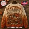 Sewing Fills My Soul Fall Harvest Ugly Sweater with orange gradient, quilt patterns, scissors, pumpkins, and thread spools.