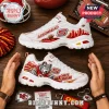 Skechers Kansas City Chiefs D'Lites Chunky Sneakers featuring team graphics, football motifs, and custom wolf mascot artwork.