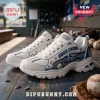 Skechers Los Angeles Dodgers D'Lites White Sneakers featuring Dodger Stadium graphics and blue team logo accents.
