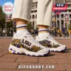Skechers LSU Tigers D'Lites White Athletic Sneakers featuring team mascot, purple and gold graphics, and university logos.