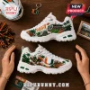 Skechers Miami Hurricanes D'Lites White Sneakers featuring school colors, mascots, stadium graphics, and palm tree prints.