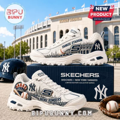 Skechers New York Yankees D’Lites White Platform Sneaker