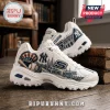 Skechers New York Yankees D'Lites White Platform Sneaker featuring Yankees branding, baseball graphics, and city skyline.