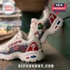 Skechers Philadelphia Phillies D'Lites Mascot Sneakers featuring team logos, stadium graphics, and Phillie Phanatic art.