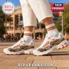 Skechers Texas Longhorns Mascot White Walking Sneakers featuring orange stadium graphics and branded tongue patch.