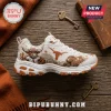 Skechers Texas Longhorns Mascot White Walking Sneakers featuring a brown steer mascot, team logo, and orange accents.