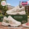 Skechers x Alpha Kappa Alpha Pearl Embroidered D Lites Sneaker with floral embroidery, Howard 1908 text, and pearl accents.