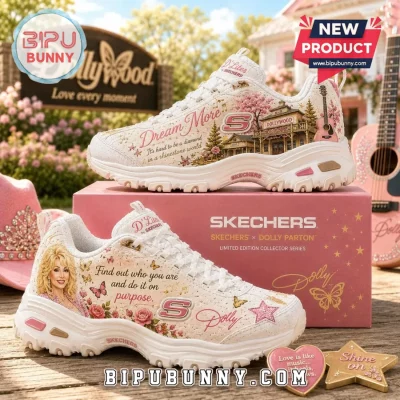 Skechers x Dolly Parton D’Lites White Platform Sneaker