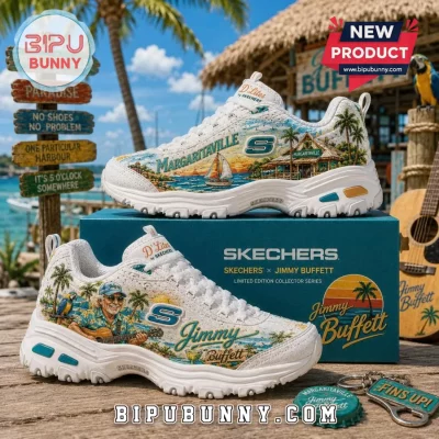 Skechers x Jimmy Buffett D’Lites White Tropical Sneakers