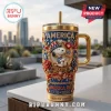 Snoopy America 250th Anniversary YETI 40oz Tumbler featuring a patriotic beagle, gold accents, and red, white, and blue art.