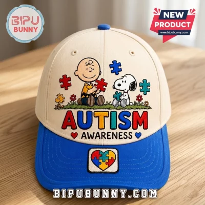 Snoopy Autism Awareness Cream Blue Baseball Cap