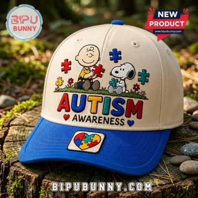 Snoopy Autism Awareness Cream Blue Baseball Cap