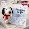 Snoopy Dog Felt Ornament with Pocket Hug Card featuring a white beagle with a red scarf next to an inspirational note.
