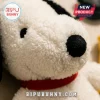 Snoopy Sherpa Fabric Character Plush Pillow with white textured material, black nose and eyes, and a red collar.