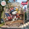 Snoopy US 250th Anniversary Acrylic Ornament featuring Snoopy in a patriotic hat, a bald eagle, and the Liberty Bell.