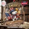 Snoopy US 250th Anniversary Acrylic Ornament featuring Snoopy in a top hat, American flags, Mount Rushmore, and Liberty Bell.